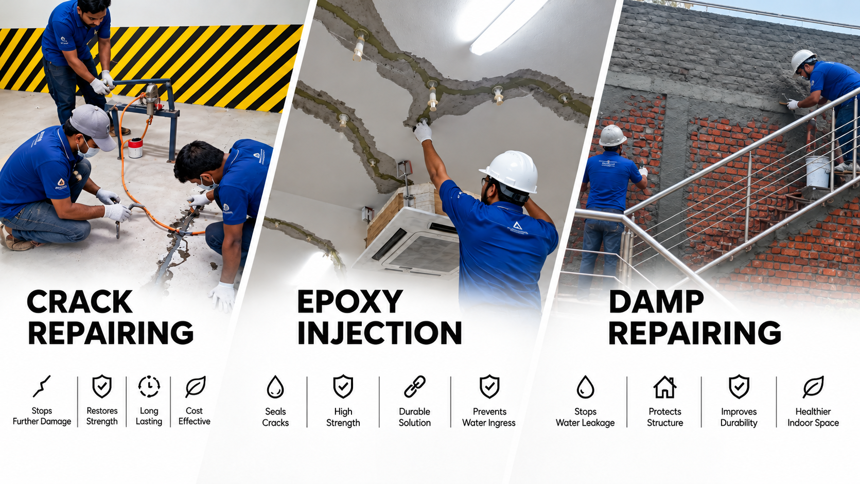 crack repairing, epoxy injection, damp repairing_michael construction chemical